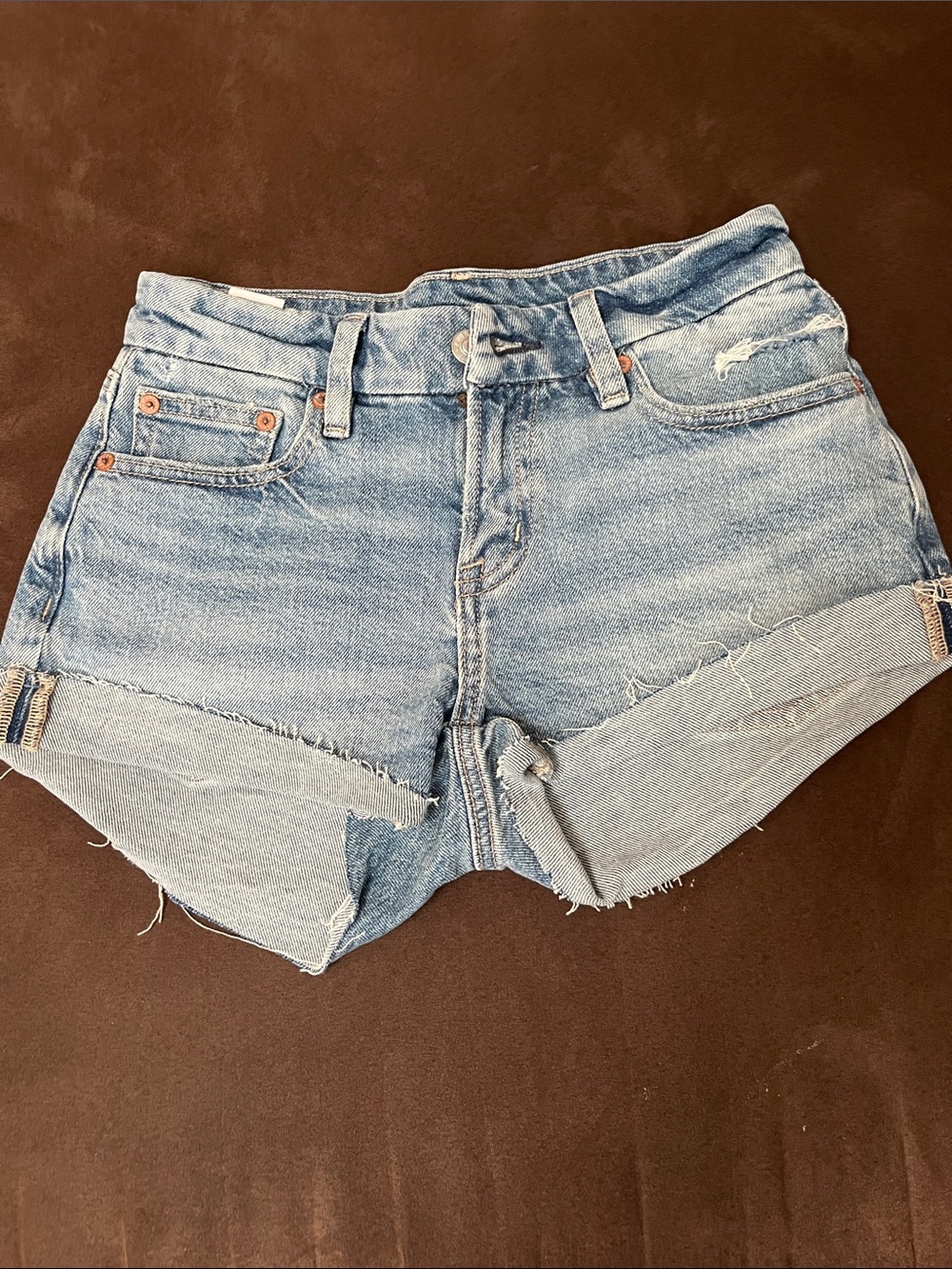American Eagle Outfitters Light Blue Distressed Denim Shorts